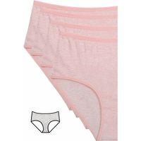 4'lü Yeni Seri Renkli Yüksek Bel Fitilli Ribana Bato Külot Pembe
