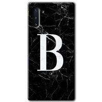 Samsung Galaxy Note 10 Kılıf HD Desen Baskılı Arka Kapak - Siyah Mermer Desenli B Harfi