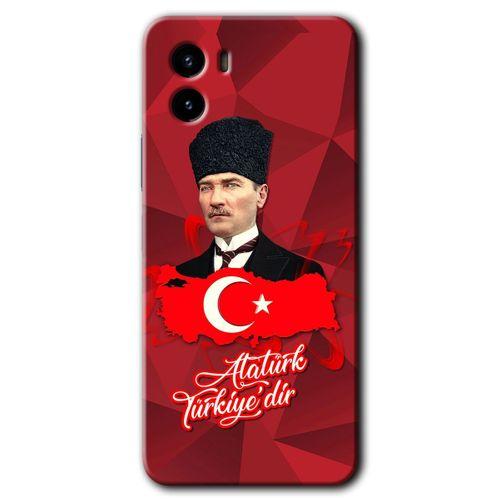 Vivo Y15s Kılıf HD Desen Baskılı Arka Kapak - Atatürkiye + Kırılmaz Cam