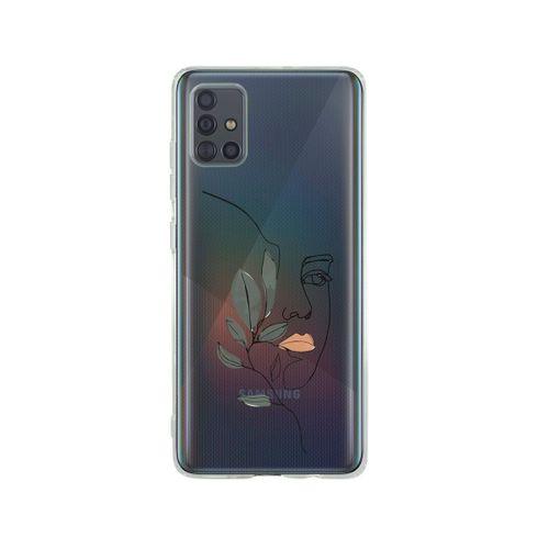 Samsung A71 Line Art Women Desenli Premium Şeffaf Silikon Kılıf