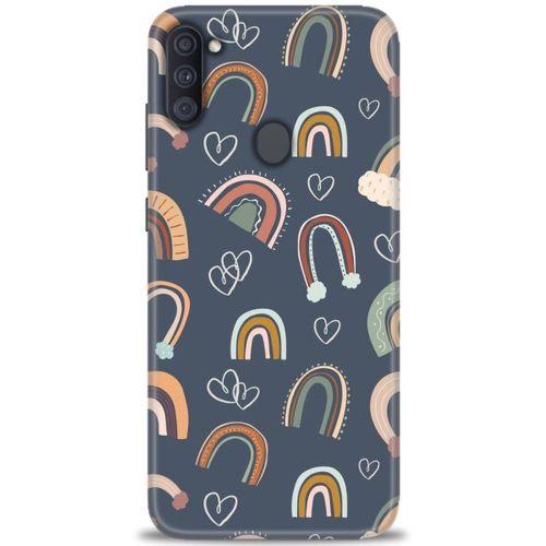 Samsung Galaxy A11 Kılıf HD Baskılı Kılıf - Gökyüzü Kalp + Tam Ekran Koruyucu