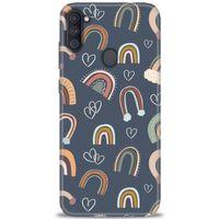 Samsung Galaxy A11 Kılıf HD Baskılı Kılıf - Gökyüzü Kalp + Tam Ekran Koruyucu