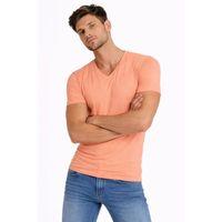 Erkek T-Shirt V Yaka Slim Fit Dar Kesim Likralı Tişört Günlük Basic Body - Toz Pembe