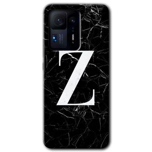 MRCİLETİSİM Xiaomi Mi Mix 4 Kılıf HD Desen Baskılı Arka Kapak+Temperli Cam - Siyah Mermer Desenli Z Harfi