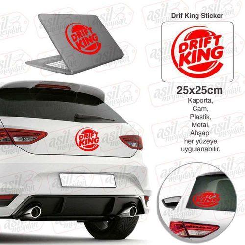 Drift King Burger Logo Kırmızı Sticker - Oto Araba Etiket, Aksesuar, Modifiyetuning
