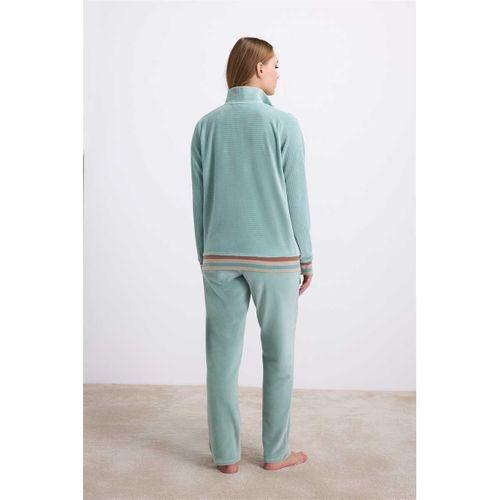 Kadın Kadife Dokulu Uzun Kollu Sweatshirt Ve Pantolon Takımı