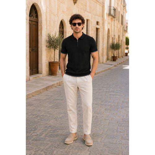 ALEXANDERGARDI Erkek Polo Yaka Fermuarlı Triko T-shirt (AG-50025)