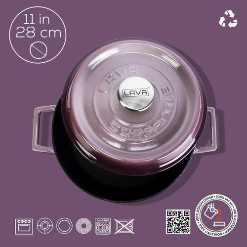 Lava Trendy Demir Döküm Pilav Basık Yayvan Tencere 28 Cm Mor