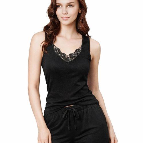 Şahinler Kalın Askılı Dantelli Siyah Atlet