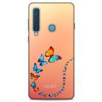 Samsung Galaxy A9 2018 Kılıf Kelebek Etkisi (47) Crystal Flex Kılıf Fuşya Sarı