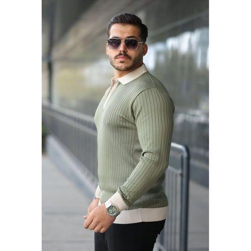 Erkek Kol Ve Yaka Detaylı Uzun Kollu Triko