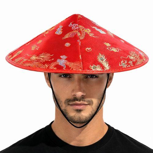 Kırmızı Saten Dragon İşlemeli Şapka – Lastikli