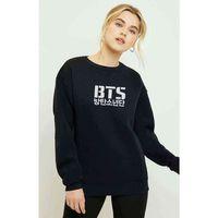 Kpop Bts Logo Baskılı Siyah Kadın Sweatshirt