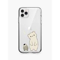iPhone 11 Pro Penguen ve Ayıcık Desenli Şeffaf Telefon Kılıfı