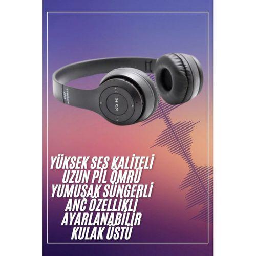 Bluetooth Kablosuz Kulaklık Siyah Wireless 5.0 Kulak Üstü Uzun Pil Ömrü