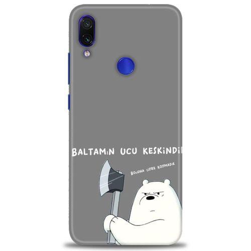 Xiaomi Redmi Note 7 Kılıf HD Baskılı Kılıf - Baltamın Ucu Keskindir + Tam Ekran Koruyucu