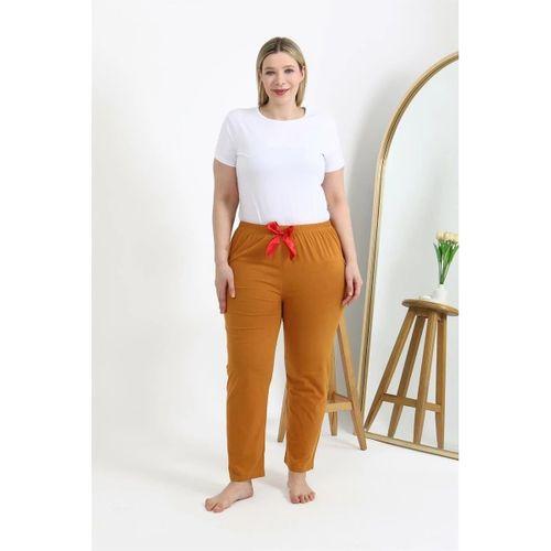 Kadın Pamuklu Büyük Beden Alt Pijama Hardal