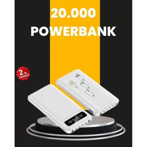 Led Işıklı 20.000mah Powerbank Lcd Gösterge Dahili Çoklu Kablo