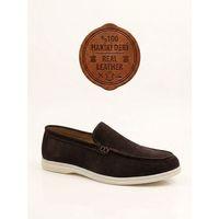 BA0252 %100 İçi Dışı Hakiki Deri Erkek Kahverengi Süet Casual Loafer Termo Taban Ayakkabı