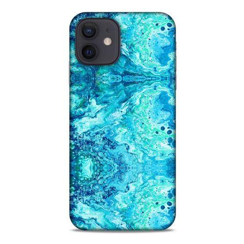 Mermer Desenli (36) Tema Glitter Kılıf Deniz Mavisi Apple iPhone 12 Kılıf