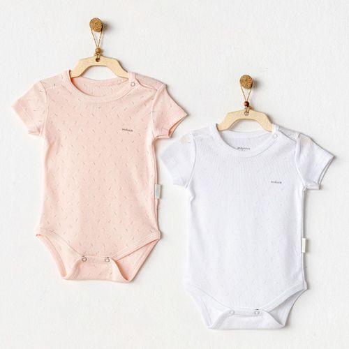 Andywawa Andywawa AC25554 Sleeve Jacquard 2'Li Basic Body Pink White