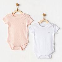 Andywawa Andywawa AC25554 Sleeve Jacquard 2'Li Basic Body Pink White