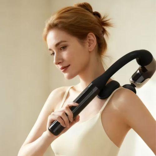 4 Farklı Başlıklı Uzun Saplı Derin Doku Masaj Tabancası, Boyun, Omuz ve Sırt için Ergonomik Saplı Çoklu Masaj Modlu Taşınabilir Masaj Aleti