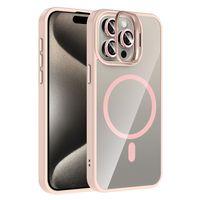 Apple iPhone 15 Pro Kılıf Standlı ve Kamera Lens Hediyeli M-Safe Şarj Özellikli Zore Etro Kapak