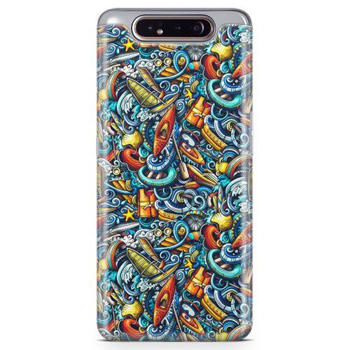 Samsung Galaxy A80 Kılıf Deniz Sporları Doodle Arka Kapak Koruma Desenli Full Koruyucu