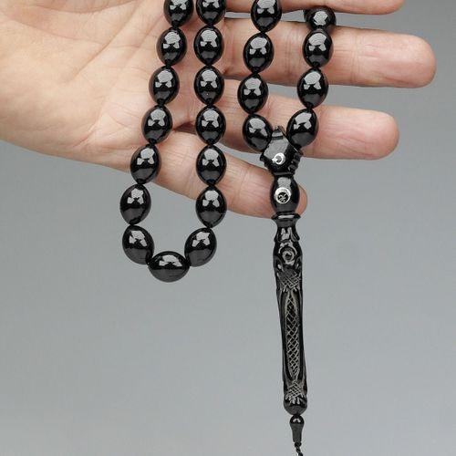 Oltu Taşı Özel Seri Hayat Ağacı Oyma İmame İşçilikli Tespih