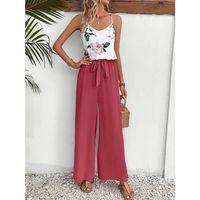 Kadın Ip Askılı V Yakalı Süprem Bluz Ve Aerobin Pantolon Ikili Takım