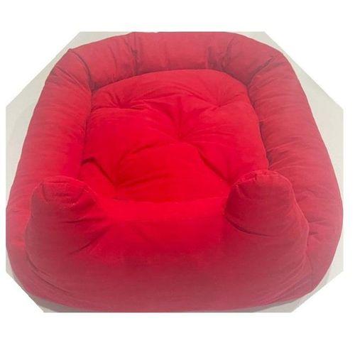 Süslüpati Kullanışlı Yıkanabilir Kumaş Silikon Elyaf Dolgulu Kedi Köpek Yatağı Kırmızı 52x56Cm