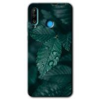 MRCİLETİSİM Huawei P30 Lite Kılıf Kapak - Yağmurlu Yaprak +Hayalet Ekran Yandan Gözükmez