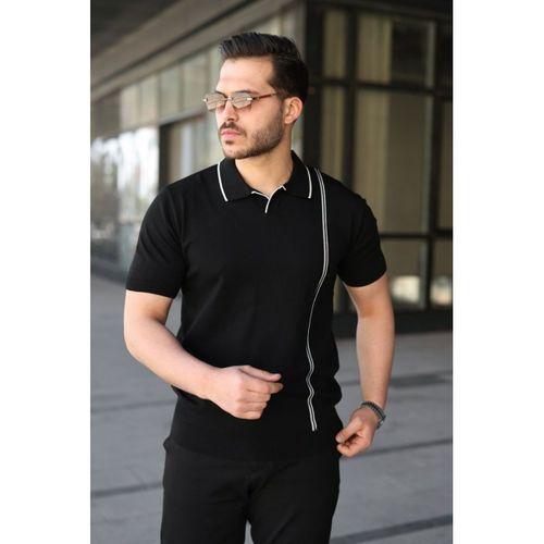 Erkek Çizgi Detaylı Yakalı Triko Tişört