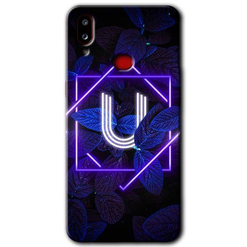 MRCİLETİSİM Samsung Galaxy A10s Kılıf Baskılı Kapak - Dark Neon Yaprak U Harfi +Tam Kaplayan Mat Seramik