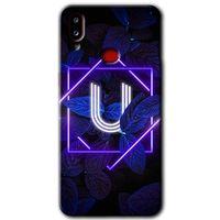 MRCİLETİSİM Samsung Galaxy A10s Kılıf Baskılı Kapak - Dark Neon Yaprak U Harfi +Tam Kaplayan Mat Seramik
