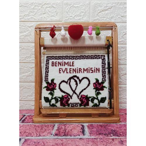 100tel Benimle Evlenirmisin Motifli El Dokuması Hediyelik Halı