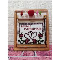 100tel Benimle Evlenirmisin Motifli El Dokuması Hediyelik Halı