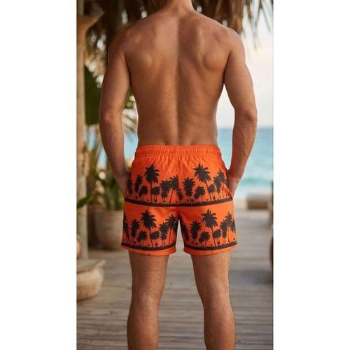 Erkek Deniz Şortu Fermuarlı Cepli File Astarlı Hızlı Kuruyan Premium - Turuncu