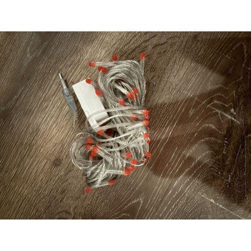 10 M 100 Led Damla Uçlu Kırmızı Işık Şeffaf Kablo MZ-17-5