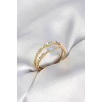 Gold Renk Karışık Renk Zirkon Taşlı Kadın Yüzük