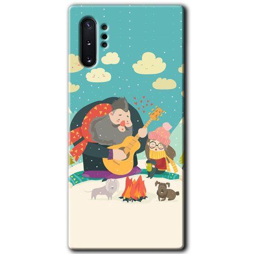 MRCİLETİSİM MRCİLETİSİM Samsung Galaxy Note 10 Plus Kılıf HD Desen Baskılı Arka Kapak + Temperli Cam - Kış Pikniği