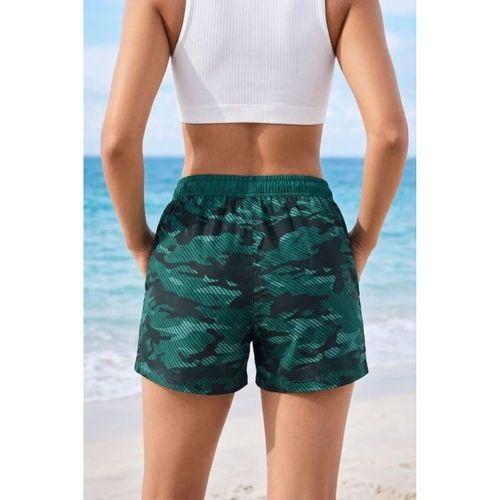 Deniz Şortu Fermuarlı Cepli File Astarlı Hızlı Kuruyan Premium - Su Yeşili