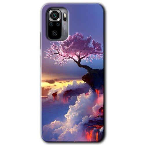 Xiaomi Redmi Note 10s Kılıf HD Desen Baskılı Arka Kapak + Temperli Cam - Wash Red Wall