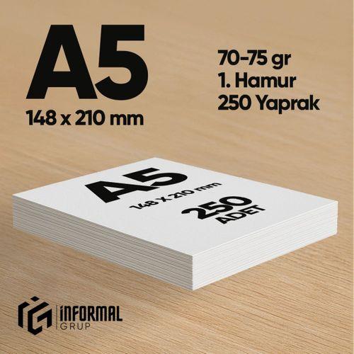 İnformal Fotokopi Kağıdı Premium Kalite A5 250 Yaprak 1 Hamur