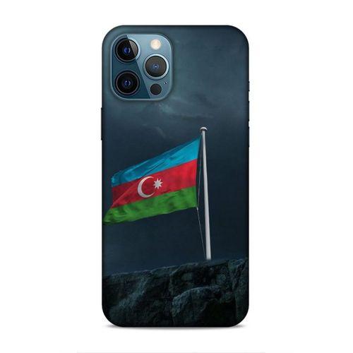 Apple iPhone 12 Pro Max Uyumlu Kılıf Azarbaijan (27) Tasarımlı Kılıf Mavi Beyaz
