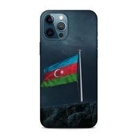 Apple iPhone 12 Pro Max Uyumlu Kılıf Azarbaijan (27) Tasarımlı Kılıf Mavi Beyaz