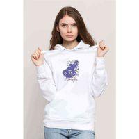 JIMI HENDRIX PURPLE HAZE Baskılı Beyaz Kadın Kapşonlu Sweatshirt