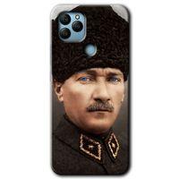 MRCİLETİSİM General Mobile GM 21 Kılıf HD Desen Baskılı Arka Kapak + Temperli Cam - Başkomutan Atatürk