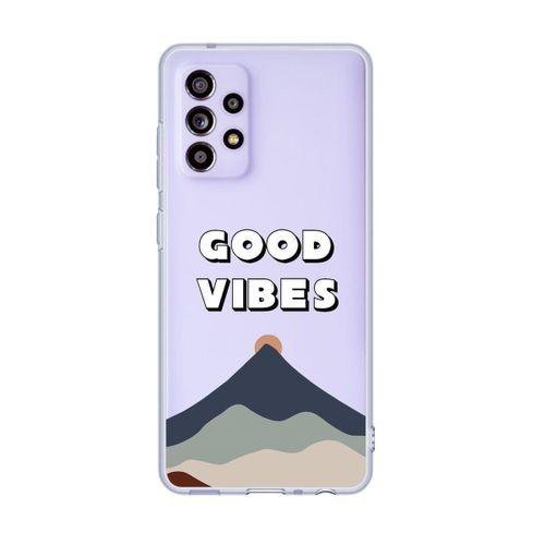 Galaxy A13 Uyumlu Good Vibes Desenli Premium Şeffaf Silikonlu Telefon Kılıfı
